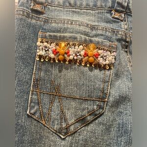 Original 90s dead stock "Issue” brand beaded low-rise jeans